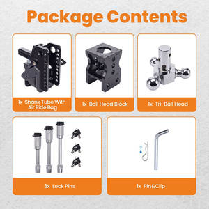 Ambull Factory En gros Combo de récepteurs d'attelage de remorque avec support de boule de 1-7/8 ", 2 " et 2-5/16 " et attelage de remorque à <span class=keywords><strong>suspension</strong></span> pneumatique - Product Image 6