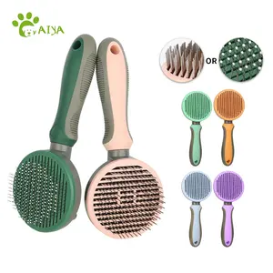 Factory Wholesale LOW MOQ Six Colors Self Cleaning Pet Pin Brush Cat Dog Grooming Slicker Brush