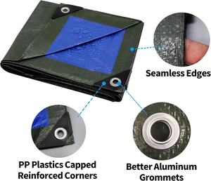 Bâche en PE imperméable, bleu, orange, différentes couleurs et tailles, pour couverture extérieure, camping, construction, agriculture, protection - Product Image 6