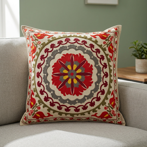 Housse de coussin à broderies colorées, taie d'oreiller indienne, design du uzumaki, - Product Image 3