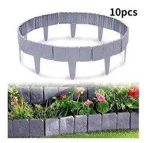 10 paket bahçe PP çit kenar arnavut kaldırımlı taş etkisi çim kenar-DIY Yard peyzaj bitki çit (3 renk)