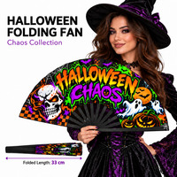 Éventail Pliant Personnalisé de Luxe en Gros, 33 cm (13 pouces), en Plastique, Bambou ou Bois, pour Halloween et Marchés
