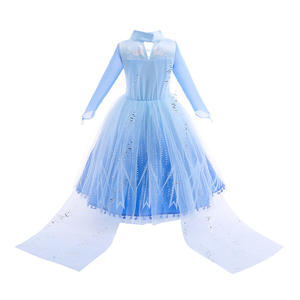 Nouveau Style 2-8 ans bébé fille <span class=keywords><strong>Elsa</strong></span> princesse robes manches longues glace Halloween fête dentelle anniversaire Costumes reine bébé fille - Product Image 3