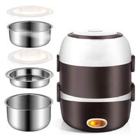 Boîte à lunch isotherme électrique à double couche C17 en acier inoxydable, usage domestique, 200W, capacité personnalisée, boîte cadeau