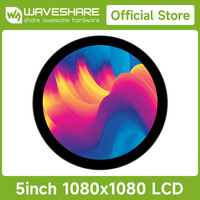 Pantalla táctil redonda Waveshare LCD de 5 pulgadas y 1080x1080 para Raspberry Pi IPS Panel de vidrio templado de Unión óptica táctil de 10 puntos