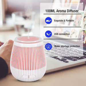 Factory Wholesale Portable Led Round Wood Grain 130ml <strong>Mini</strong> Humidifier <strong>Purifier</strong> Ultrasonic Aroma <strong>Diffuser</strong> air Humidifier - Product Image 3
