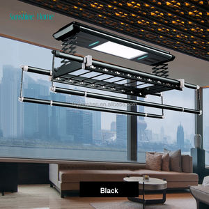 Porte-vêtements pliable en aluminium noir personnalisé en gros Vêtements de blanchisserie imprimés avec logo contrôlé sans fil - Product Image 6