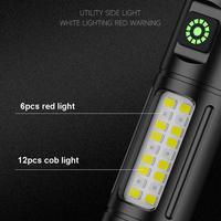 QXMOVING Lampe torche LED tactique de poche, rechargeable par USB, étanche, à faisceau puissant, zoom, pour le camping et la randonnée, en alliage d'aluminium