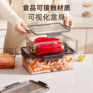 Caja de almacenamiento para refrigerador, organizador rectangular transparente hermético de gran capacidad de calidad alimentaria para conservación de la frescura - Product Image 1