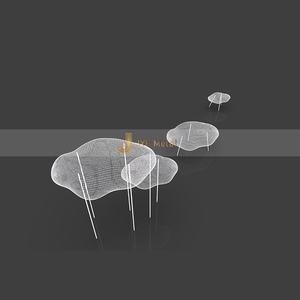 Nuevo Diseño Art Deco, Escultura de Nube Multifuncional de Acero Inoxidable, Resistente al Agua, Pulido Espejo, Montaje en Suelo, para Exteriores - Product Image 5