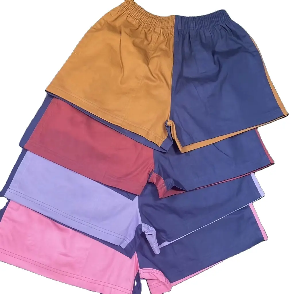 Venda quente de cores personalizadas 100% algodão sarja shorts de rugby bordados logotipos unissex shorts de rugby com bolsos