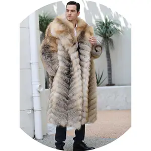 Wholesale Men Real Golden Fox Fur Coats Warm Winter Male Long Luxury Style Men Fox Fur Coats Man