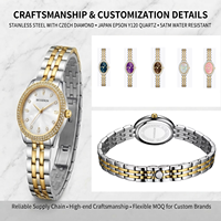 Jam Tangan Mewah Kustom Besseron, Jam Tangan Quartz Stainless Steel Label Pribadi, Casing Oval Mini dengan Bezel Batu, Jam Tangan Wanita Modis