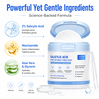 Discos Desmaquillantes Veganos Orgánicos Suaves, Minimiza los Poros, Controla la Grasa, Limpia en Profundidad, Reduce los Puntos Negros, Reduce el Acné y las Imperfecciones, Exfoliante con BHA y AHA