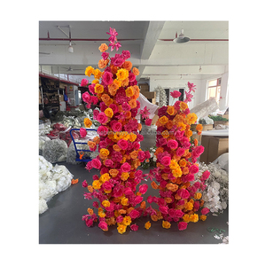 Nuevo Estilo, Combinación de Colores Naranja y Rosa Intenso, Camino de <span class=keywords><strong>Flores</strong></span>, <span class=keywords><strong>Arco</strong></span> de <span class=keywords><strong>Flores</strong></span> para Decoración de Baby Shower, para Decoración de Eventos - Product Image 2