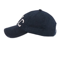 Casquette de baseball délavée et vieillie en coton 100% brodée avec patch lettre vintage marine, style décontracté et ajustable pour homme