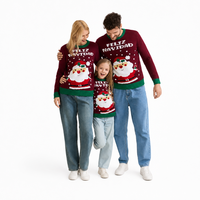 Pull en tricot pour femme à col rond en fibre acrylique Streetwear, motif Père Noël, pour les fêtes de fin d'année, ODM
