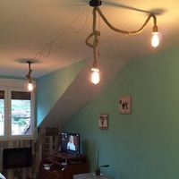 Support de lampe E27 en corde de chanvre, base de suspension ronde de 1 m avec cordon, douille à vis E27, adapté aux ampoules à filament Edison rétro