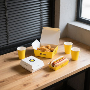 Emballage <span class=keywords><strong>de</strong></span> boîte en papier avec logo imprimé personnalisé pour les aliments, petite boîte en carton pliable pour hamburgers, frites, sandwichs, à emporter - Product Image 5