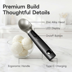 ที่ตักน้ำแข็งอัจฉริยะ OEM 3-Temp แบบใช้แบตเตอรี่ ลด 10% ความจุแบตเตอรี่ 2600mAh ที่ตักน้ำแข็งพลาสติกแบบให้ความร้อนเร็ว พร้อมระบบทำความร้อนแบบสัมผัสเดียว ใช้งานง่าย - Product Image 4