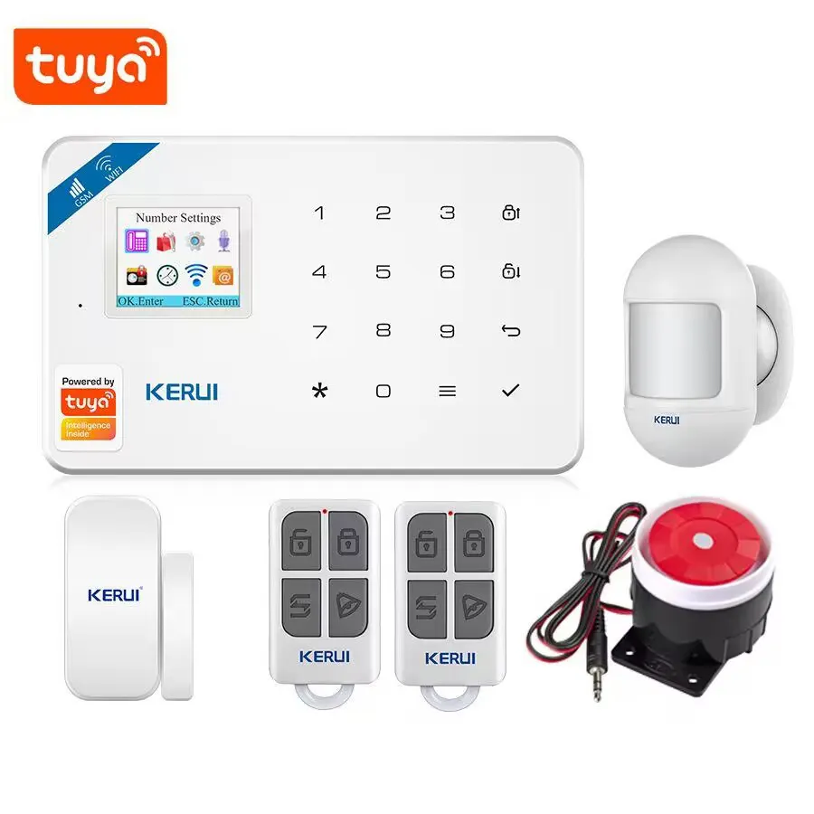 KERUI W181 WIFI GSM Burglar Alarm Security System Tuya Smart Home Alarm System PIR Detector Door Sensor Wireless Alarm System