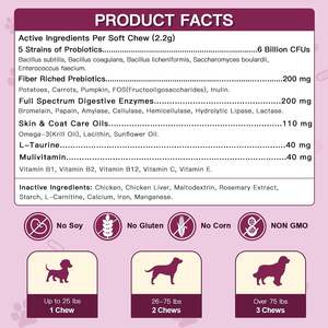 Friandises molles probiotiques pour chiens pour la santé intestinale et le soutien immunitaire Absorption rapide - 2,2 g/PC pour toutes les générations - Product Image 4