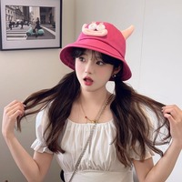 Sombrero de Pescador Divertido con Antenas de Peluche de Animales Monstruosos en 3D, Sombrero de Fiesta para Exteriores con Protección Solar para Mujer
