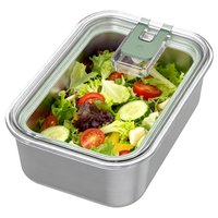Ventes chaudes Nouveau design Contenant en acier inoxydable avec couvercle intégré Boîte en acier inoxydable Contenants de stockage étanches pour la cuisine