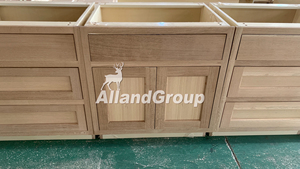 Armoires de cuisine en chêne blanc de style minimaliste Alland, avec îlot de cuisine et plan de travail en <span class=keywords><strong>dalle</strong></span> naturelle lisse - Product Image 4