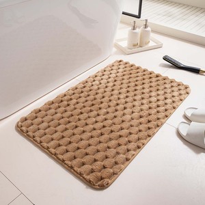 Tapis de bain en peluche en forme de coquille de tortue, rectangulaire, couleur café, absorbant, antidérapant, pour salle de bain, design minimaliste - Product Image 1