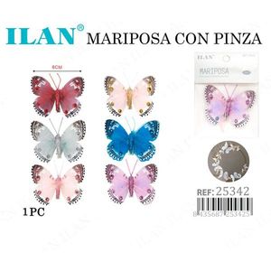 Ilan Mariposa Con Pinza 8Cm Multicolor Fermaglio per Capelli - Product Image 3