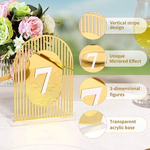 Numéros <span class=keywords><strong>de</strong></span> <span class=keywords><strong>Table</strong></span> <span class=keywords><strong>de</strong></span> Mariage Arc-Forme en Acrylique Doré Personnalisés – Élégants Centres <span class=keywords><strong>de</strong></span> <span class=keywords><strong>Table</strong></span> <span class=keywords><strong>pour</strong></span> Fêtes et Anniversaires – Vente en Gros Direct Usine - Product Image 4