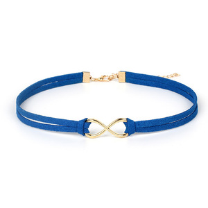 Produttore fatto a mano Infinity Sign Charm <span class=keywords><strong>collana</strong></span> in pelle scamosciata con ciondolo a catena per clavicola da donna girocollo bohémien - Product Image 1