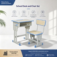 Bureaux et chaises d'école réglables pour les élèves du primaire et du collège, matériau ABS, design minimaliste, 60x40x76cm
