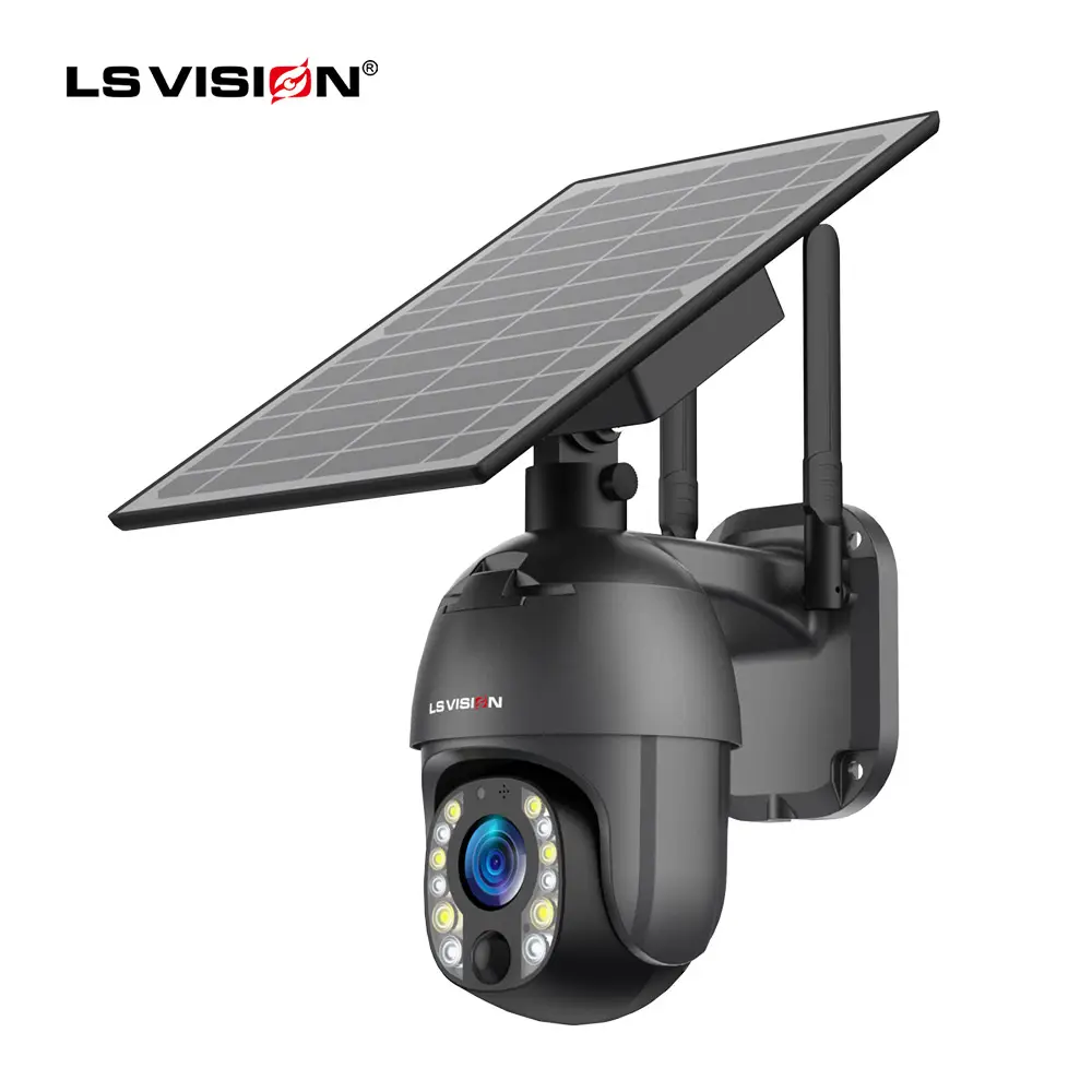 LS VISION CCTV tenaga surya 5MP WIFI, 10X pelacakan gerakan Zoom optik 4G, kamera keamanan nirkabel luar ruangan 2024