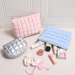 Fashionable and Portable Checkered Glossy Three PVC Piece Set for Washing Traveling Makeup and Storage Bag - Product Image 4
