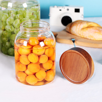 Bouteilles et bocaux de conservation alimentaire ronds en verre borosilicate de haute qualité, bocal en verre hermétique avec couvercle en bois d'acacia en spirale