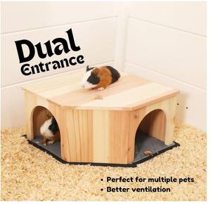 Nascondiglio Angolare in Legno Personalizzato per Porcellini d'India, Cincillà, Ratti, Ricci con Tappetino Assorbente, Accessori per Porcellini d'India - Product Image 5