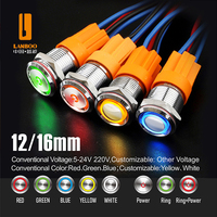 LANBOO 12mm petite taille laiton bouton poussoir électronique momentané 1NO Contact 1A indicateur LED pour 5-24V ou 220V