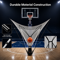 Machine de Retour de Ballon de Basketball Portable, Système de Filet de Rebond Automatique pour Entraînement au Tir, Aide à la Pratique du Jet en Acier Carbone Étanche pour la Maison