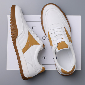 Chaussures de sport décontractées respirantes à semelle souple pour hommes, talon bas, lacets avant, couleurs unies noir, blanc, marron, bleu 5581 - Product Image 2