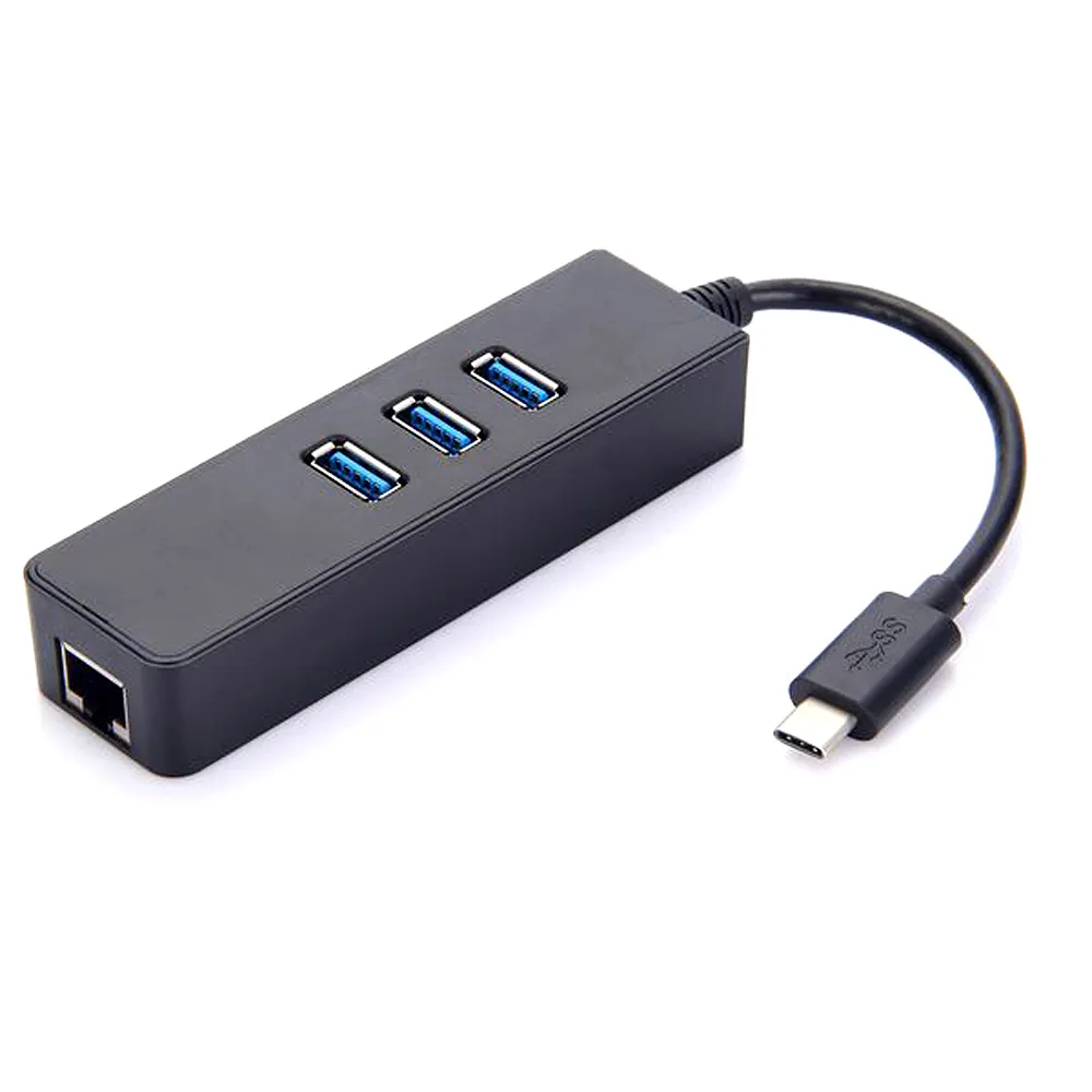 Wholesale supply 3 port Hub with Gigabit Ethernet Adapter USB-C Type C RJ45 Multiple 3 Port Hub Adapter for Apple New Macbook