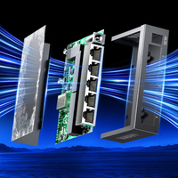 SAMZHE - Divisor de Red Metálico de 10/100/1000 Mbps y 5 Puertos, 10 Gbps, para Ampliar la Red de Monitoreo en Dormitorios de Empresas