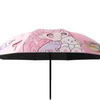 Parapluie de dessin animé amusant à trois volets avec bandes réfléchissantes parfait pour les trajets scolaires des étudiants
