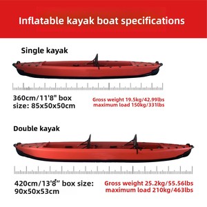 Kayak Inflable Doble para <span class=keywords><strong>Pesca</strong></span> y Recreación al Aire Libre, con Bomba <span class=keywords><strong>de</strong></span> Aire y Remos, Esencial para Aventuras - Product Image 1