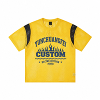 Fabricant de vêtements personnalisés OEM ODM, t-shirt en maille jaune pour homme, respirant, en polyester, imprimé graphique, streetwear