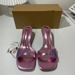 Vendita calda <span class=keywords><strong>scarpe</strong></span> da donna <span class=keywords><strong>viola</strong></span> testa quadrata pump da ufficio tacchi aperti a punta di diamante fiori pantofole con <span class=keywords><strong>tacco</strong></span> alto - Product Image 2