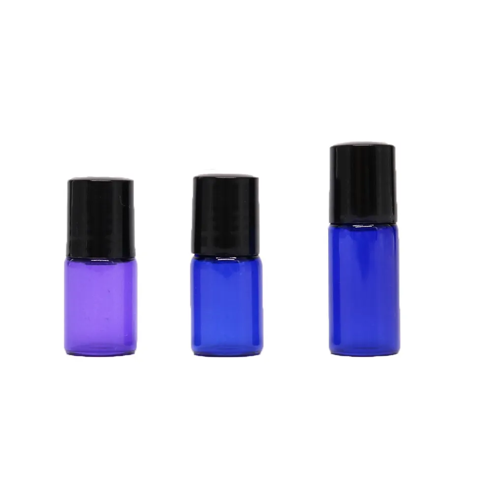 Mini Glasflasche ätherisches Öl Parfüm behälter für 1ml 2ml 3ml Roll On Kosmetik verpackung Farbige tragbare Probe