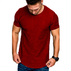 เสื้อยืดคอกลมแขนสั้นสีพื้นสำหรับผู้ชาย สวมใส่สบายๆ - Product Image 5