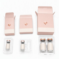 Boîte d'emballage pour flacons de peptides, 2 flacons, boîte en papier avec insert en plastique, fenêtre découpée, estampage à chaud, boîte pour flacons cosmétiques lyophilisés